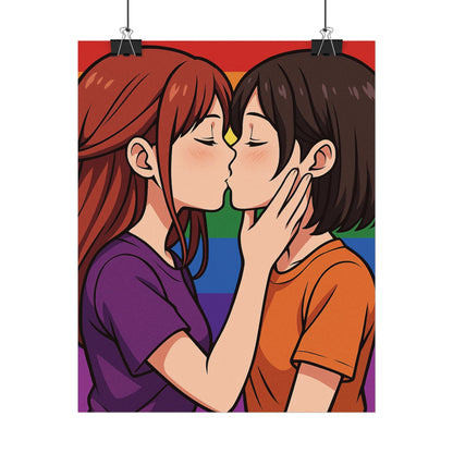 Rolled Poster — Lesbian Pride Anime Kiss