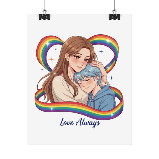 (Rolled Poster) — "Love Always" Rainbow Pride Parent and Child (Art Print)