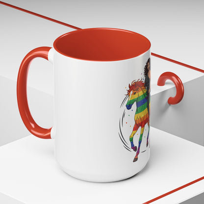 Rainbow Horse Rider Coffee Mug — Pride LGBTQ+ Gift