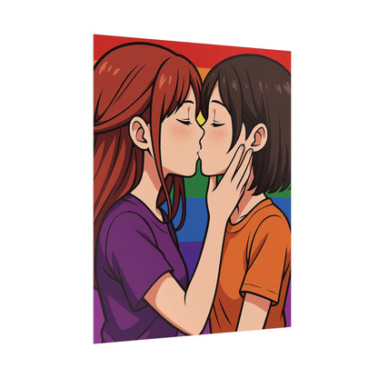 Rolled Poster — Lesbian Pride Anime Kiss