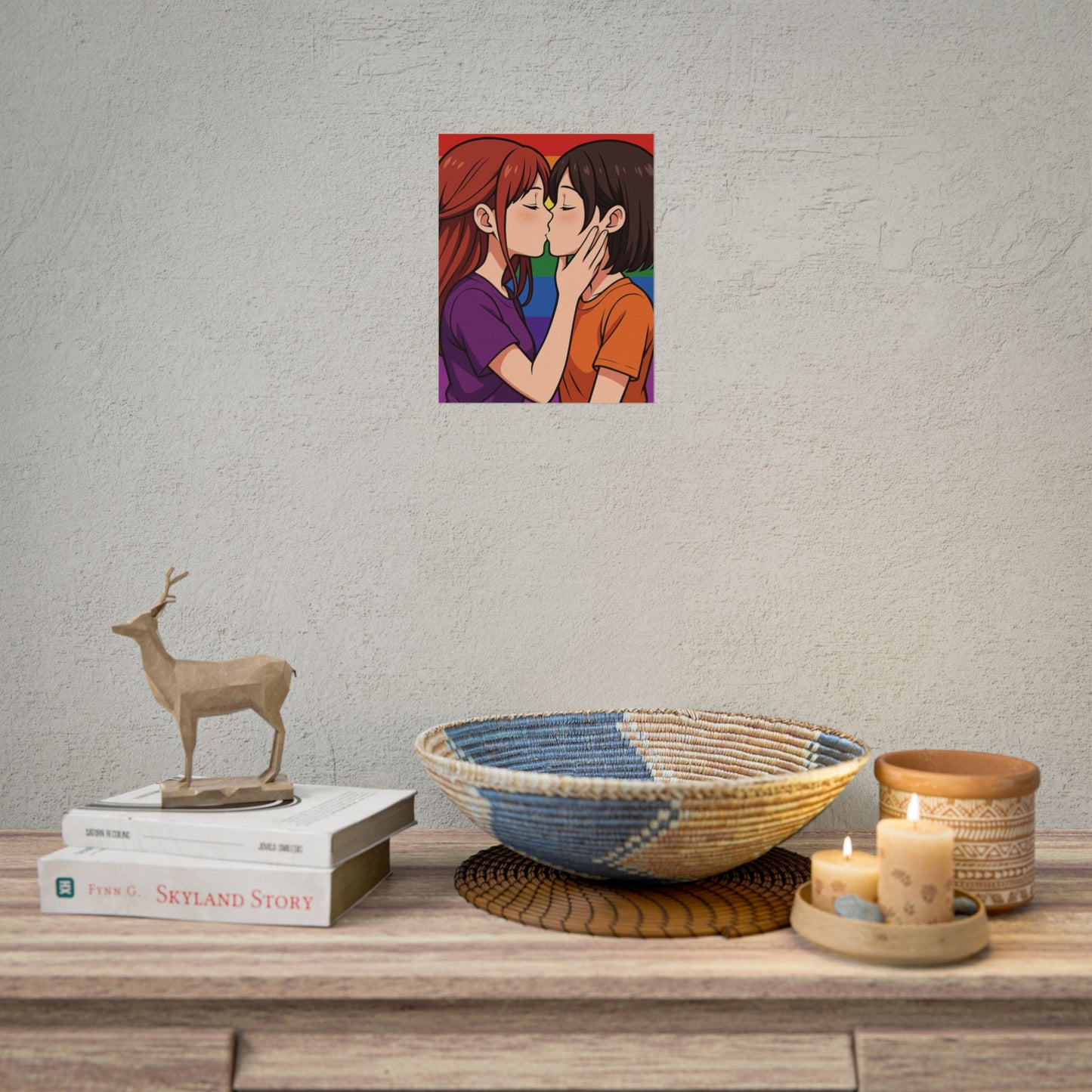 Rolled Poster — Lesbian Pride Anime Kiss